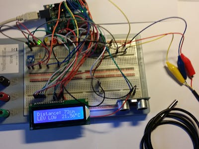 Ultrasonic Sensor with Alarm, LCD and Temperature