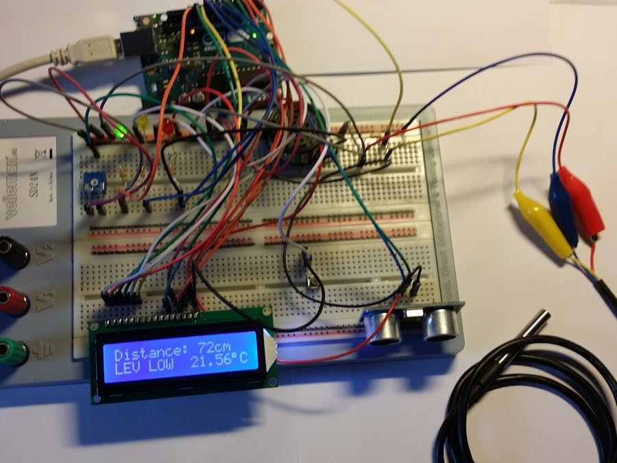Ultrasonic Sensor with Alarm, LCD and Temperature