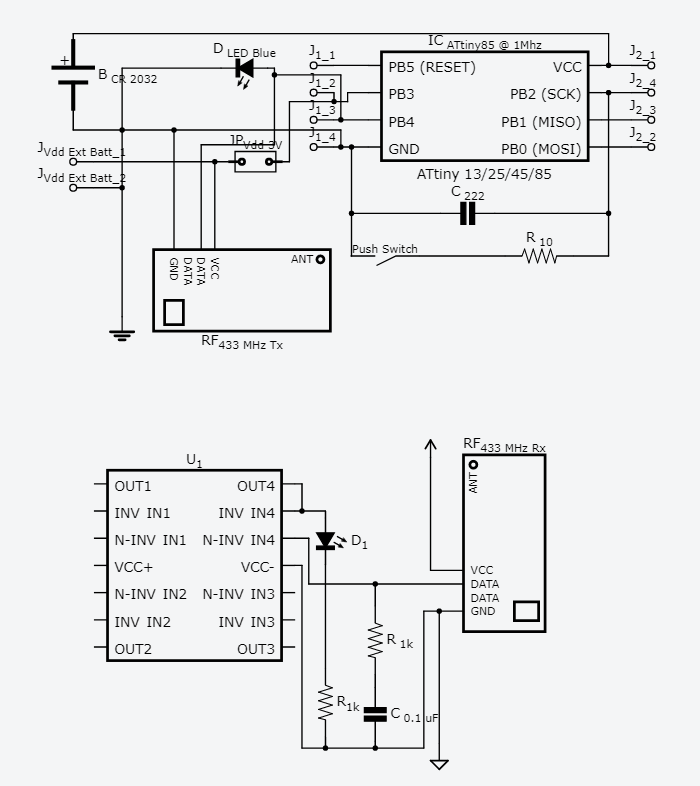 Sending sensor data wireless (433MHz) with an Attiny85 or Attiny45 with  Manchestercode