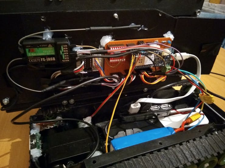 Most of the electronics are integrated onto the top part