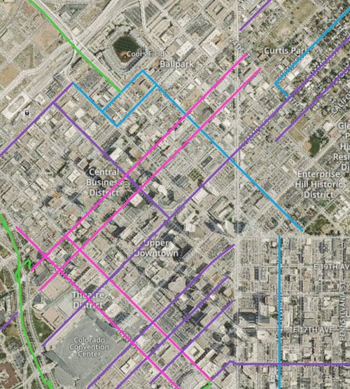 Bike paths in Downtown Denver