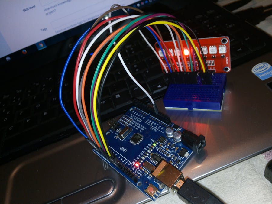 Arduino UNO with LED RGB V2 Keyes