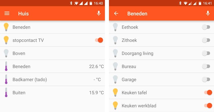 Main and subscreen on the android app