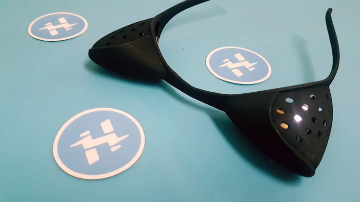 3D printed Cat Ears in Nylon (Black) - WHITE gives an even better effect (more glow)