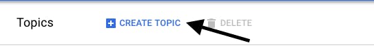 Navigate to the Pub/Sub tab through the left sidebar and create a new topic with a unique name