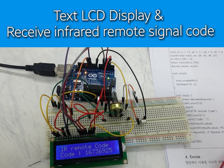 Text LCD Display & receive infrared remote signal code
