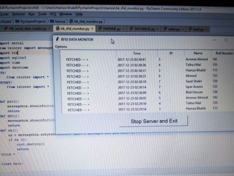 Python Software for Arduino RFID