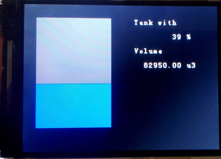 Landscape water tank data showed in the display