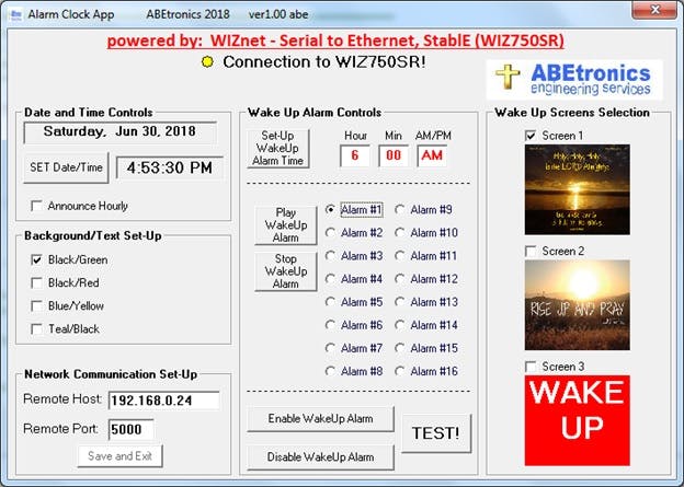 PC app that interfaces with WIZ750SR Module.