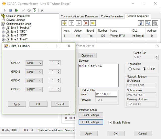 GPIO Settings.
