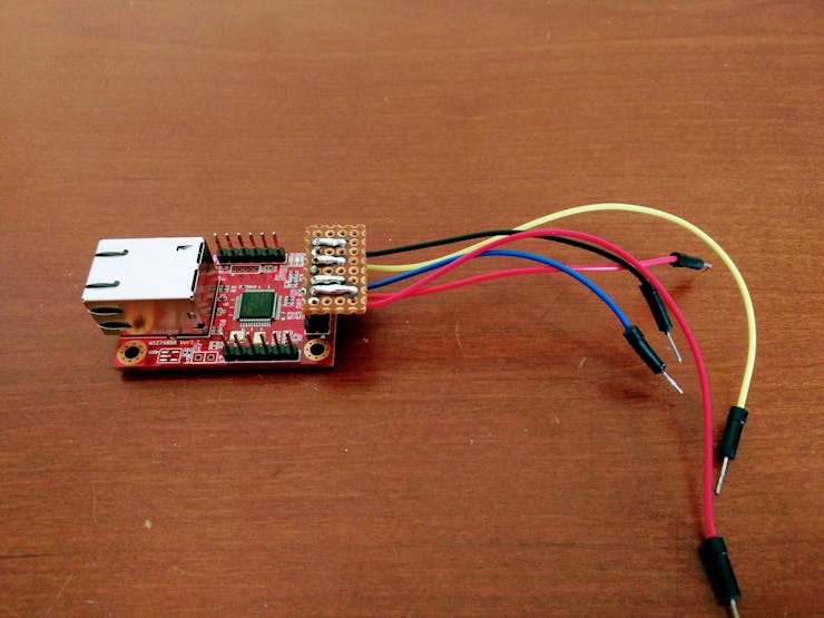 The WIZ750SR, ready to be connected to the Arduino 101