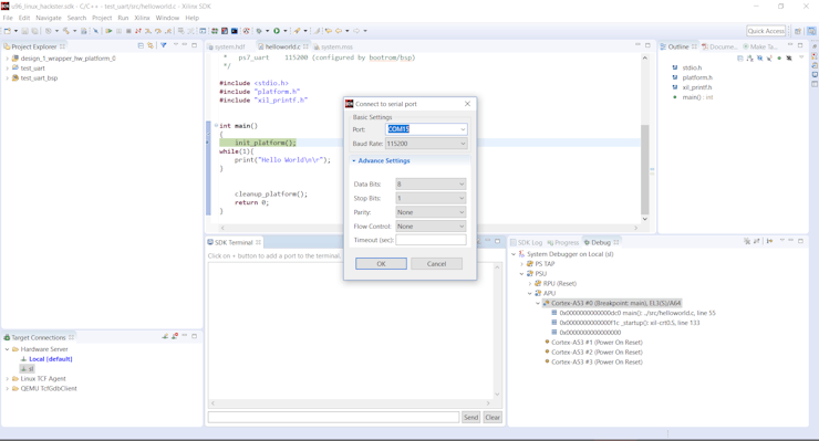 connecting the UART to SDK Terminal