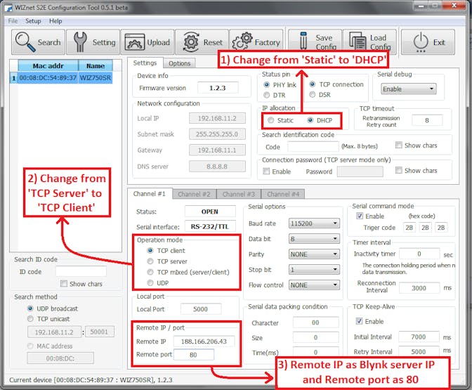 Make the following changes to the WIZ750SR