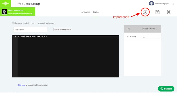 Import example code