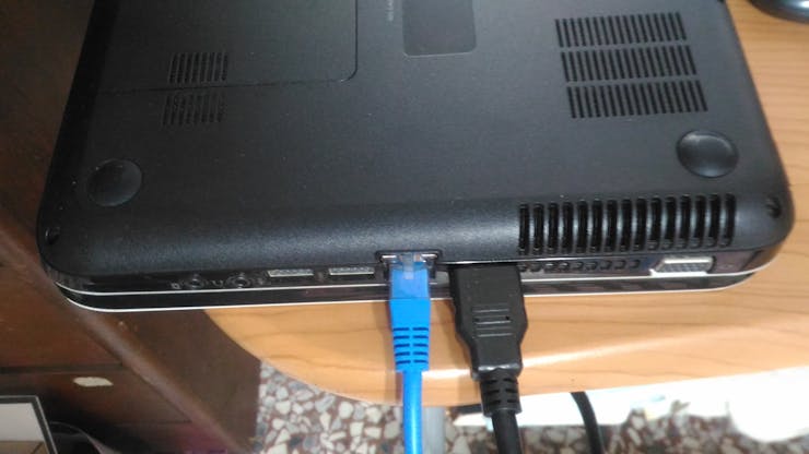 Connect internet cable to laptop