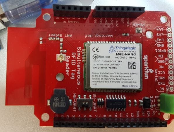 The SparkFun RFID reader using the ThingMagic M6E-Nano chipset