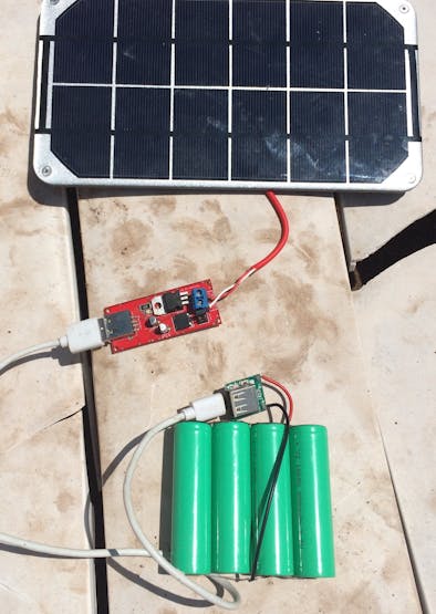 Solar Panel and charger setup working