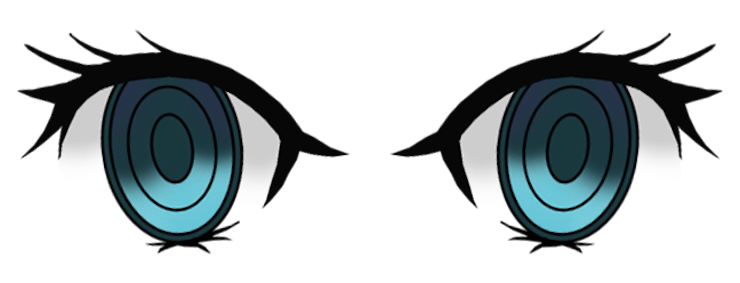 Eyes designed using Photoshop (opened)