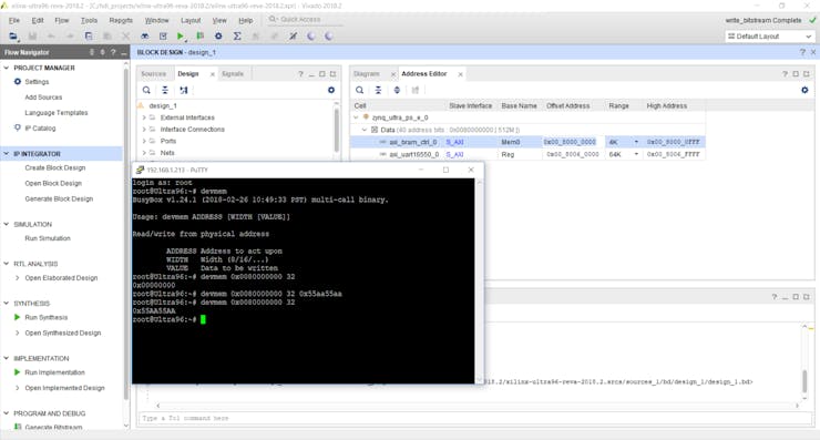 Resultant Ultra96 application accessing BRAM over WiFi link