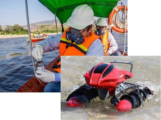 Autonomous Boat for Real-Time Air and Water Quality Meter
