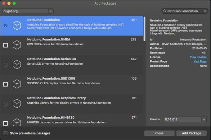 Add Netduino.Foundation NuGet package to your project
