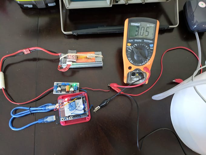 Arduino Uno with relay, lipo and buck converter set to 3 volts