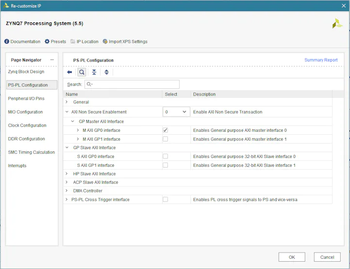 Enabling the Master AXI interface.