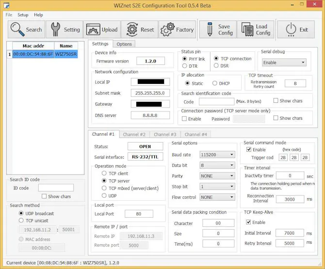 WIZNet configuration
