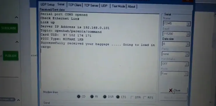 Image showing the successful tagging of the user luggage with RFID