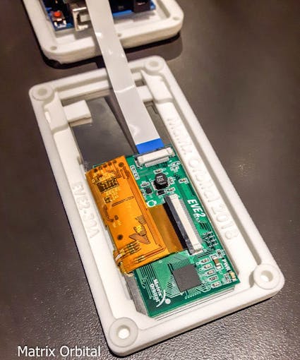 3D Printed Panel Mount and EVE2-38A 1U SPI TFT mounted