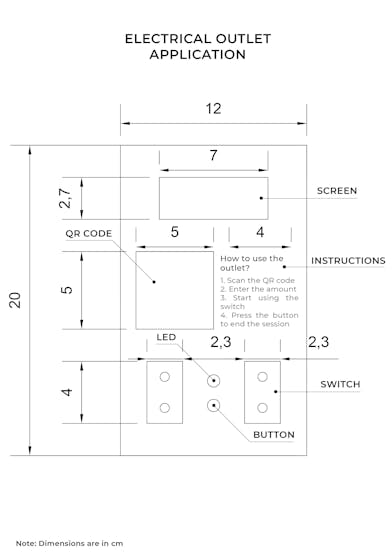 Front view of Bitcoin electrical outlet sketch