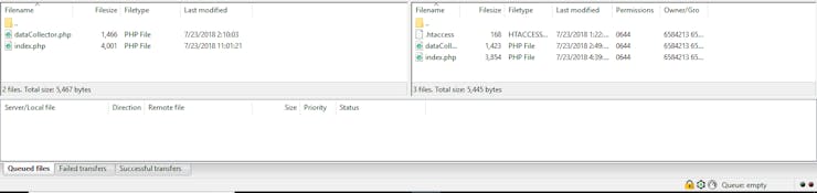 Same view with both files uploaded to the server
