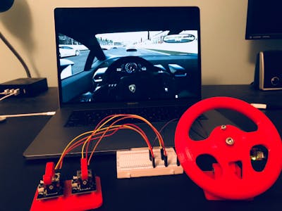 Mini Gaming Wheel with Gas / Brake Pedals