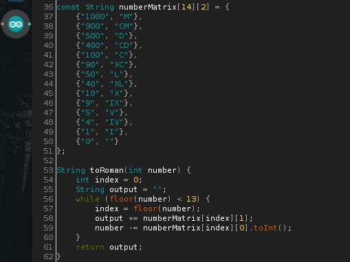 Roman Numeral Converter for Arduino
