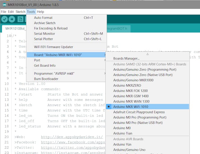 Iot Telegram Bot With Arduino Mkr Wifi 1010 Arduino Project Hub