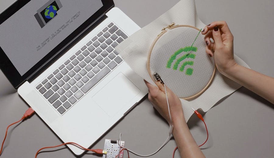 Digital Cross Stitch: Using Electric Paint on Fabric