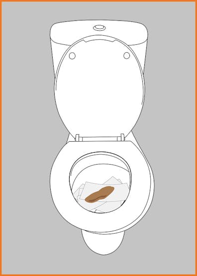 An unflushed toilet