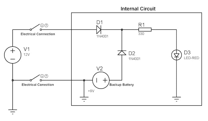 Figure 2 - Operation of Backup Battery on the circuit.