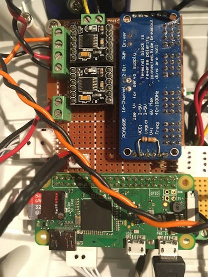 RPi, PCA9685, DRV8833 (2x) proto circuit