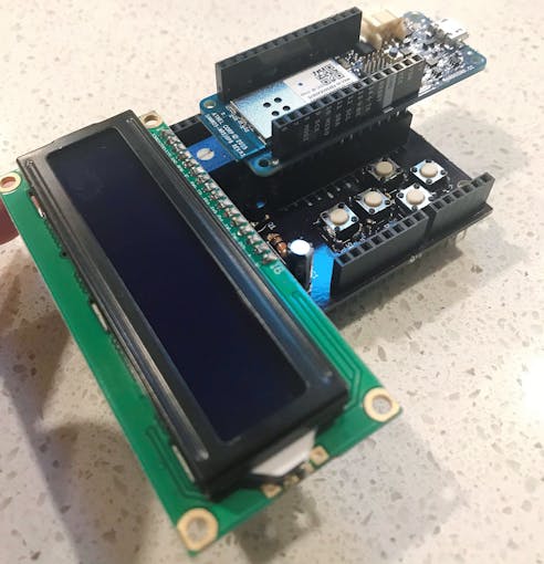 Connection of the Arduino MKR1000 board with the LCD1602MkrUnoShield