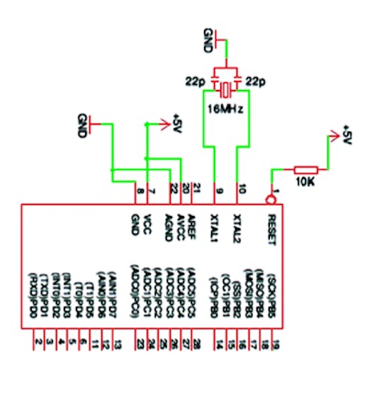 Figure 1 - Electronic Schematic of Standalone Arduino.