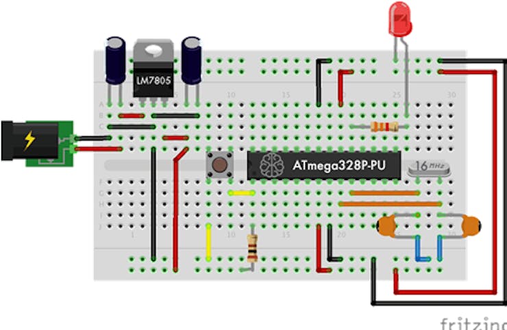 Figure 2 - Circuit of Standalone Arduino mounted on the Proboard.