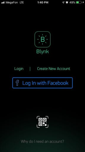 Log in screen