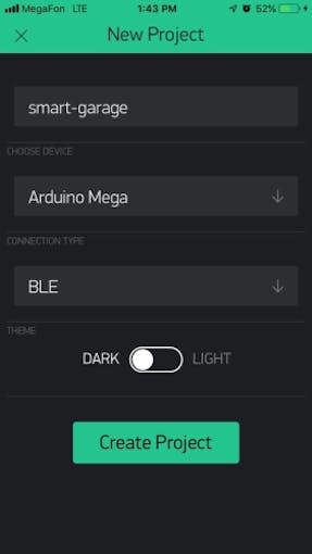 Project creation screen