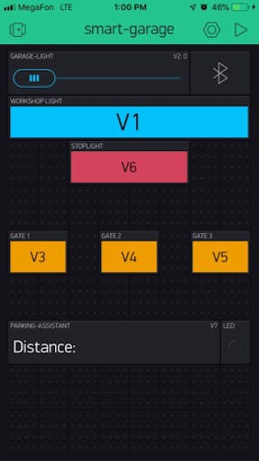 Parking-assistant widget with the LED indication