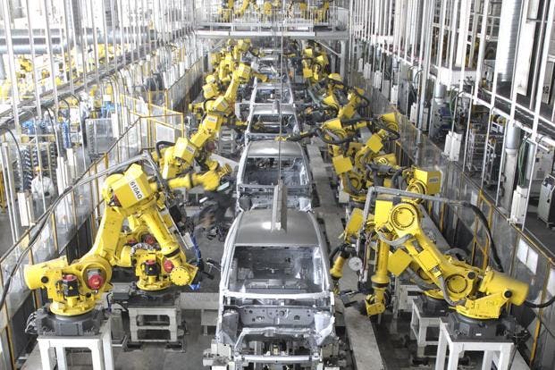 Robotic arm in industrial use for assembly