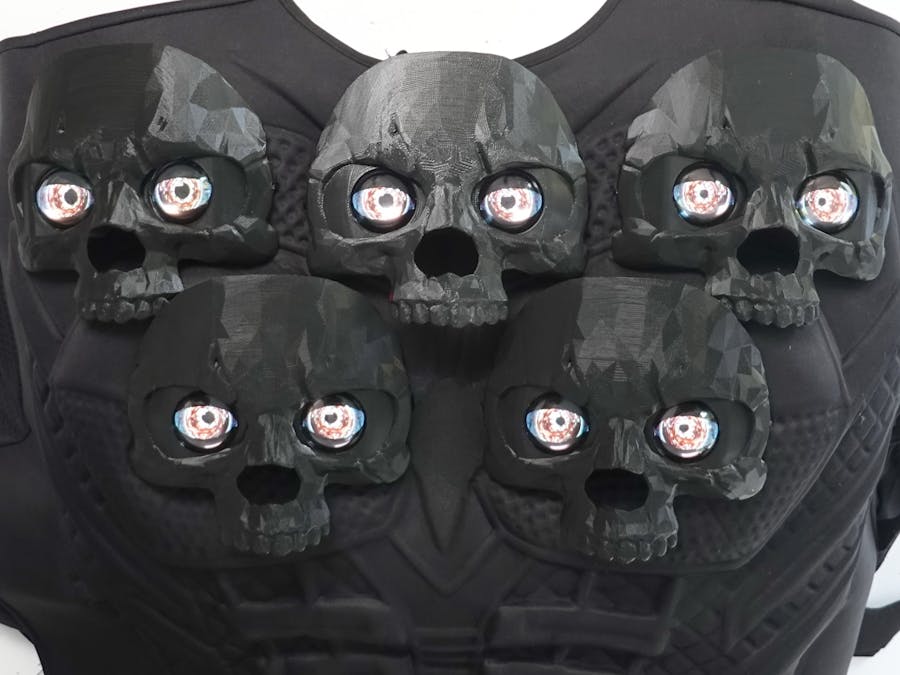 Halloween Skull Costume with Uncanny Eyes on ESP32
