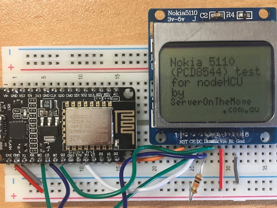 Nokia 5110 PCD8544 with NodeMCU ESP8266 Using Lua and u8g2
