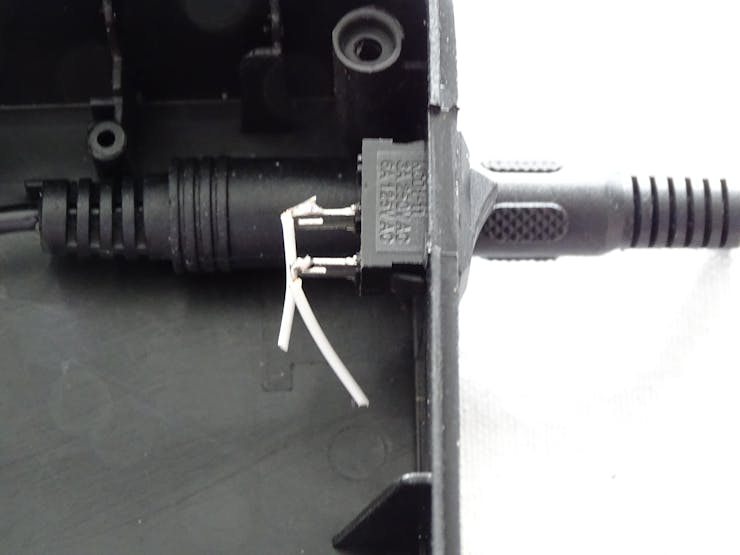 cut the audio cable in two pieces; one part inside  and the other part to connect to the ARDUINO
