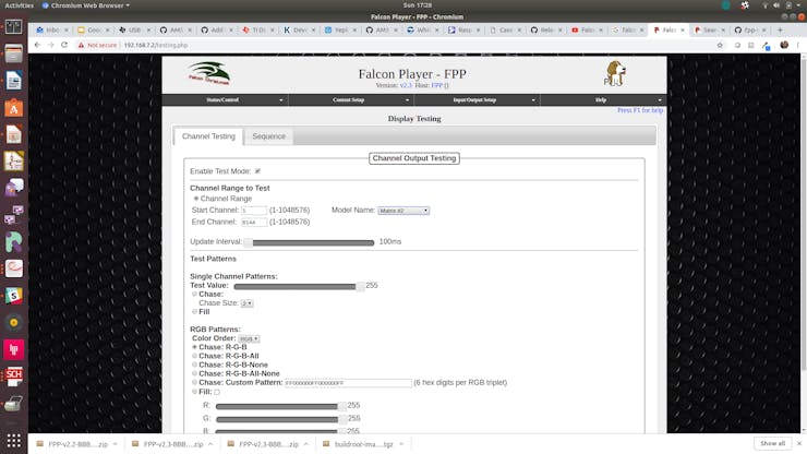 Status/Control->Display Testing